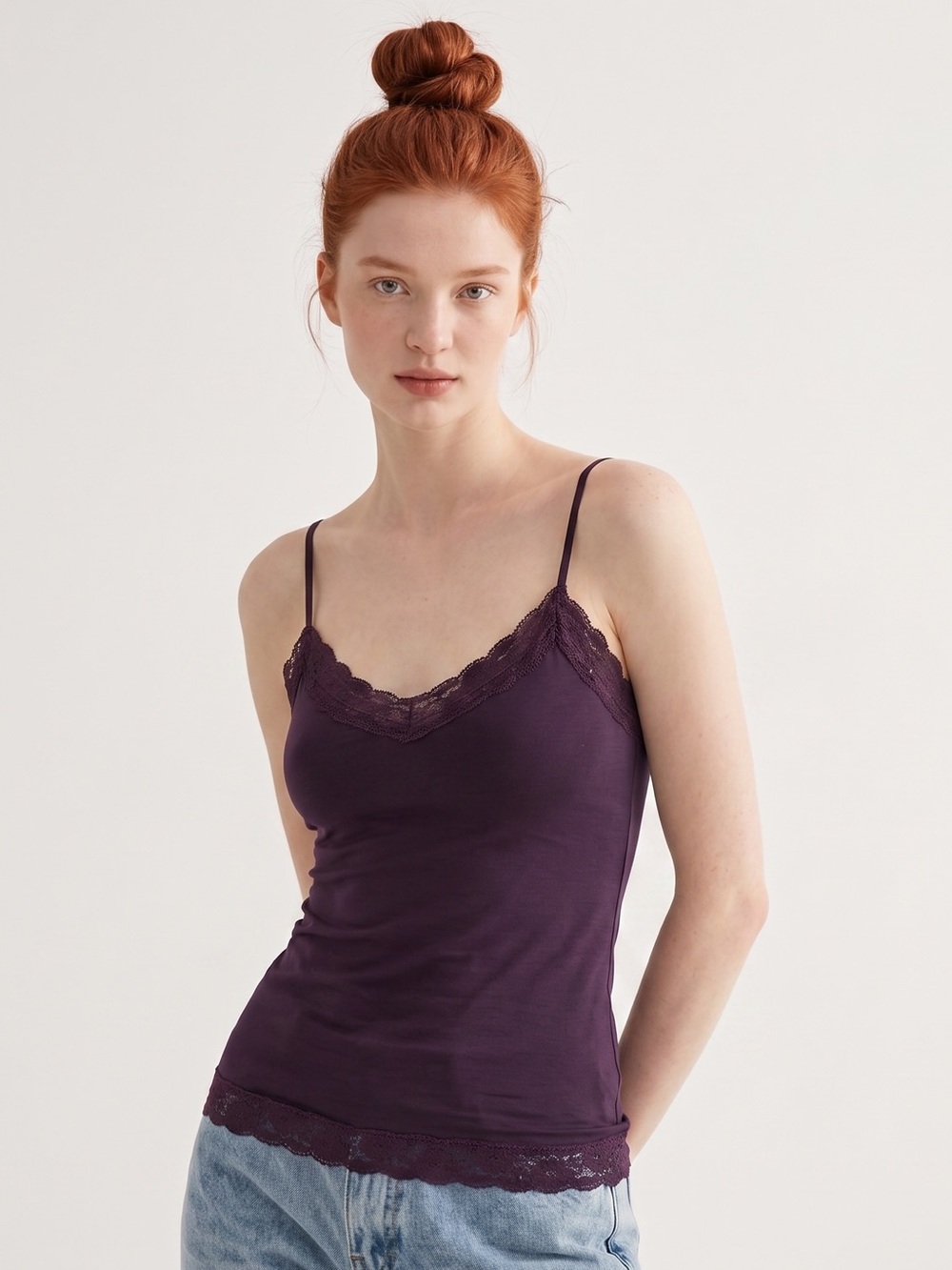American Eagle Vintage Y2K Whimsygoth Lace Trim Cami Tank Top - Deep Plum. XS